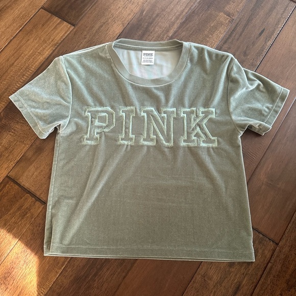 Velvet Green Victoria’s Secret PINK Short Sleeve Shirt - Picture 1 of 8